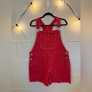 Red Denim Overalls